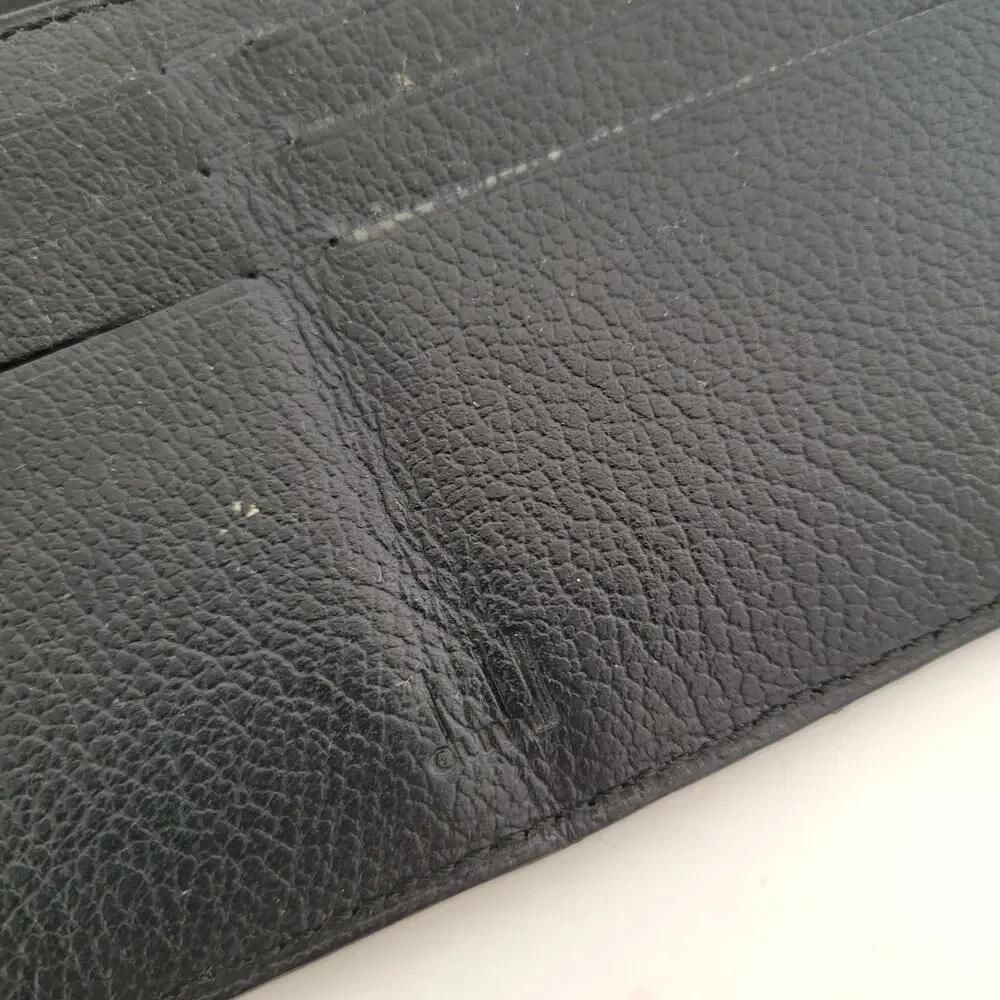 Dunhill Designer Bill Card Holder Wallet Black Bifold Textured Leather Folding